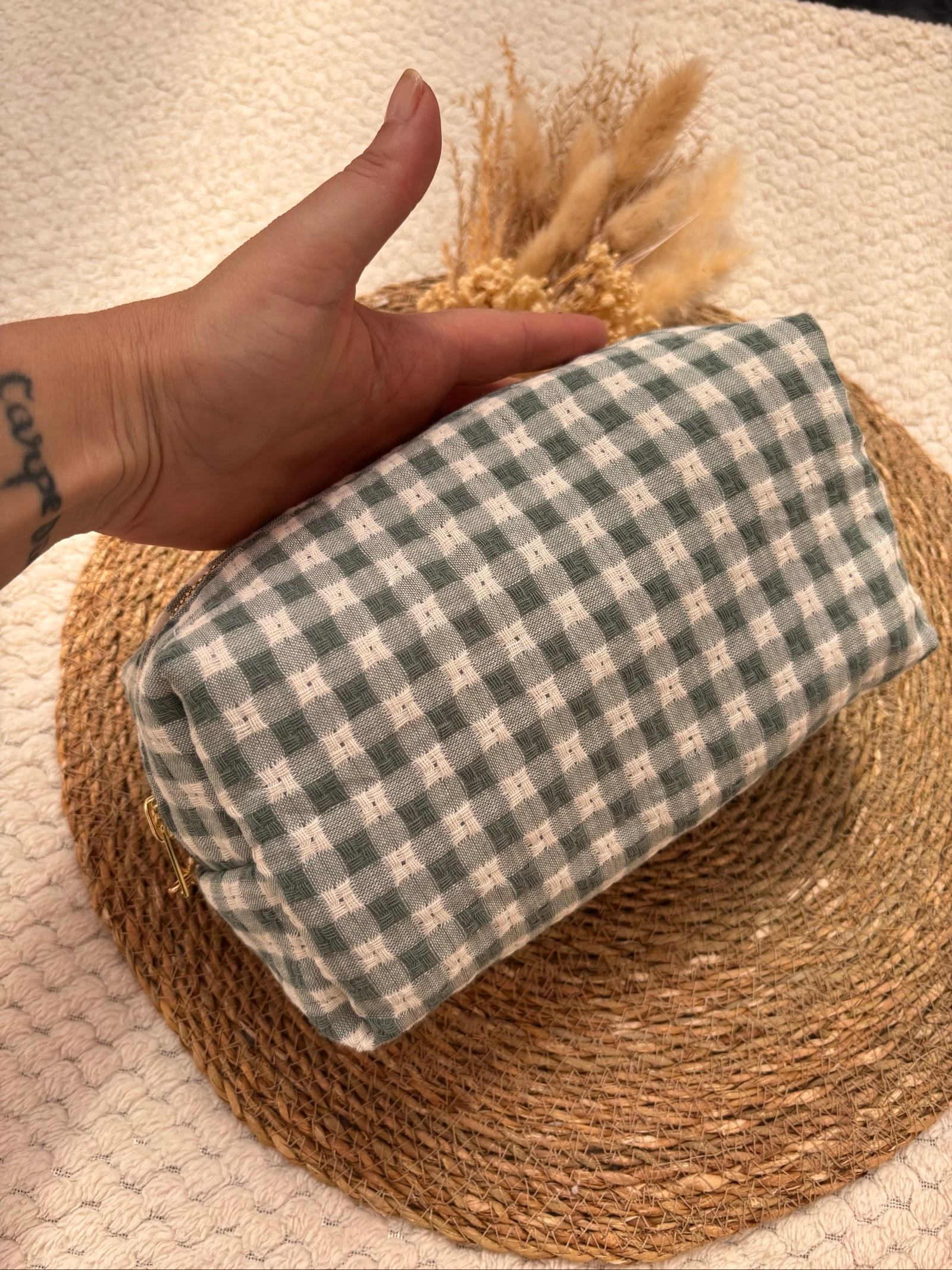 Trousse de toilette L Vert sauge fait main  – photo 4